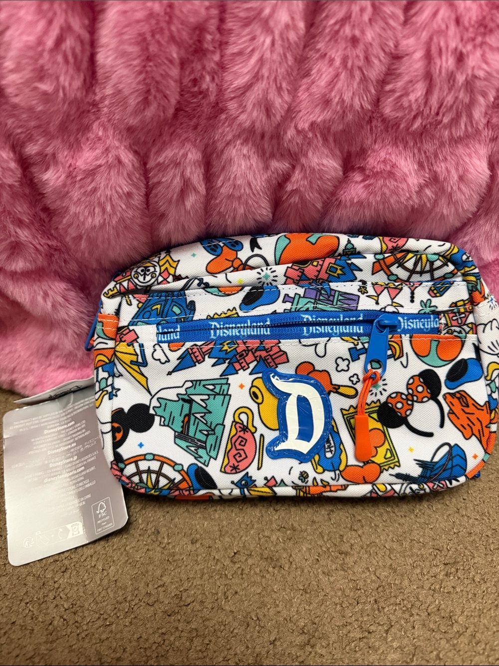Disneyland Multicolor Park Icons Kids Waist Bag with Blue 'D' Logo
